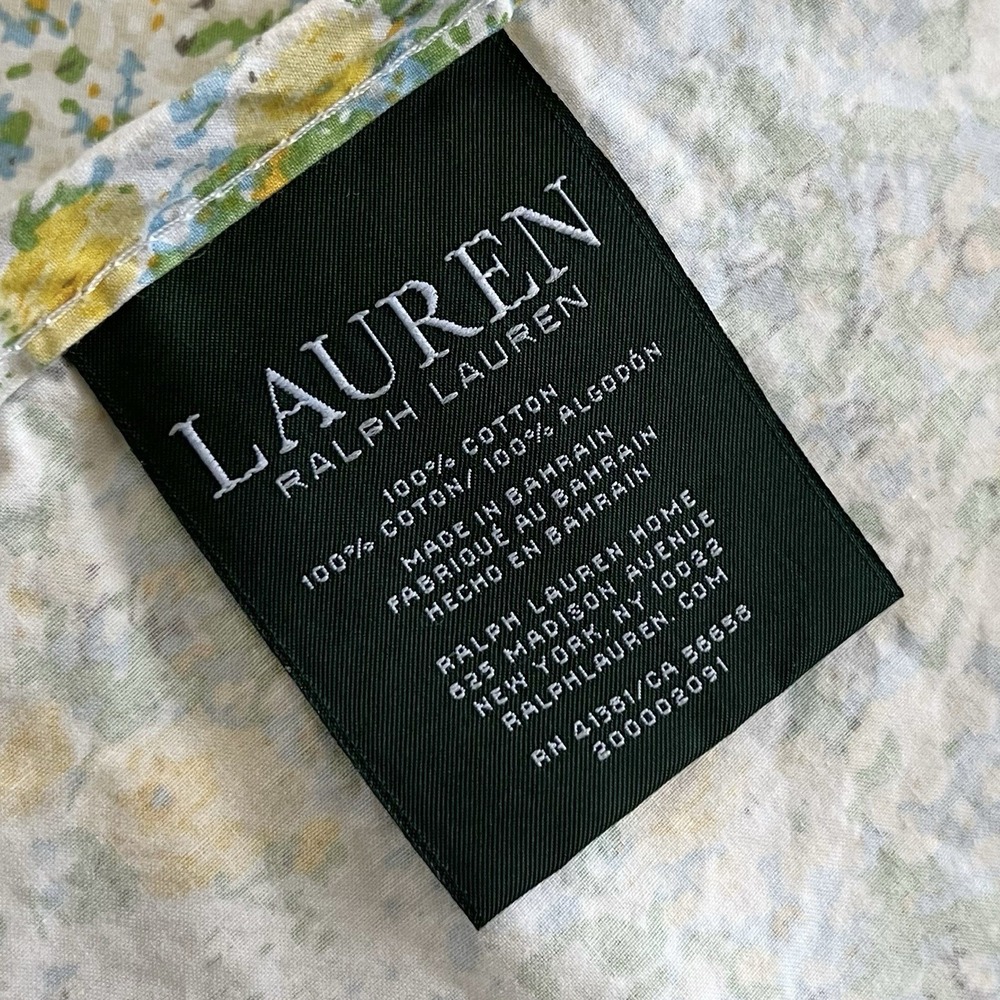 Lauren Ralph Lauren Floral Yellow Green Twin Flat Sheet Cotton Cottagecore - Picture 4 of 5